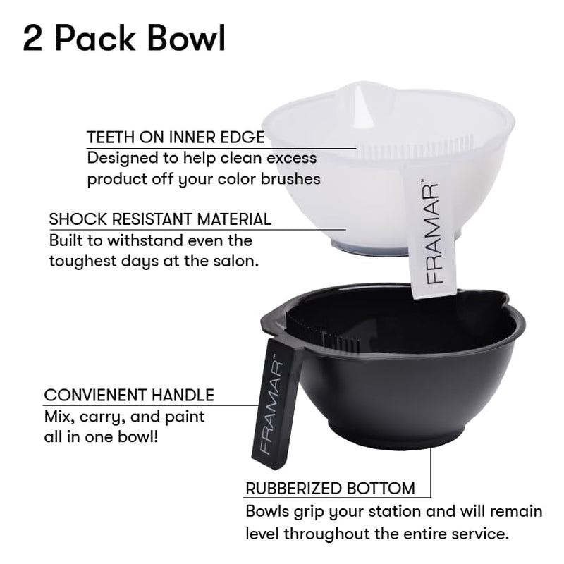 Color Bowl with Cleaner Set, Color Bowls for Hairstylist – 2 Pack | Hair Dye Bowl with Brush Cleaner Reduces Waste, Non-Slip Rubber Base Prevents Spills, Easy to Clean and Reuse