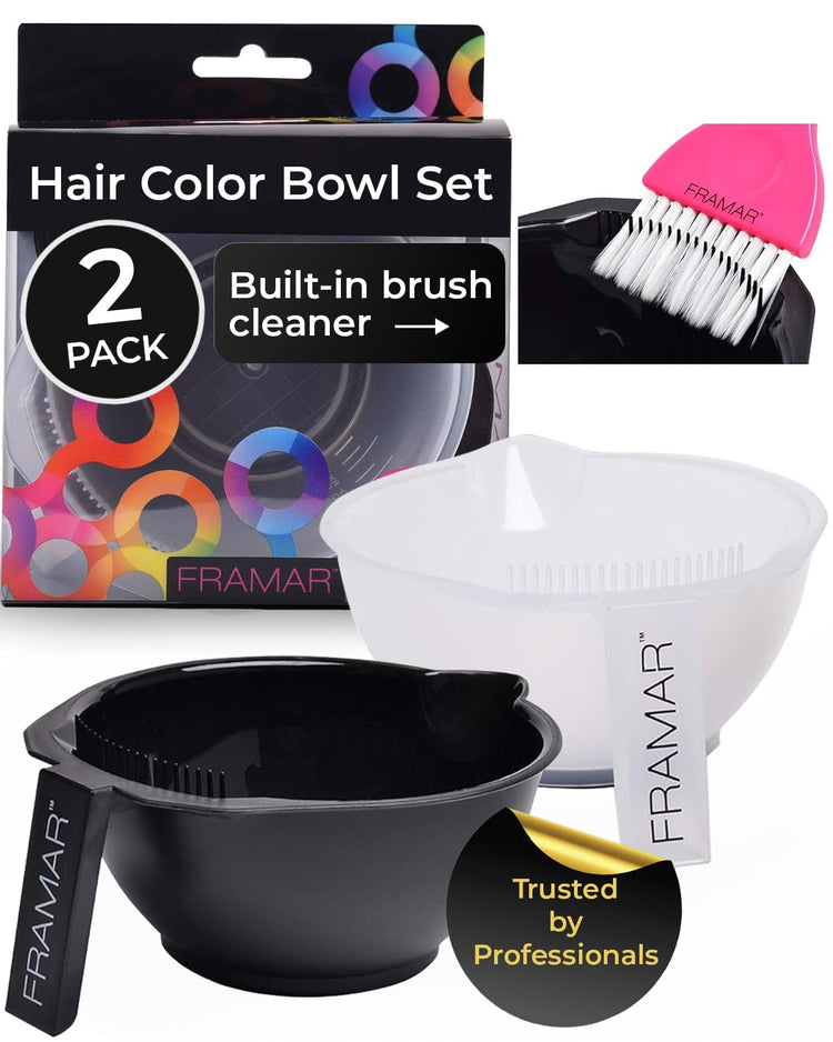 Color Bowl with Cleaner Set, Color Bowls for Hairstylist – 2 Pack | Hair Dye Bowl with Brush Cleaner Reduces Waste, Non-Slip Rubber Base Prevents Spills, Easy to Clean and Reuse